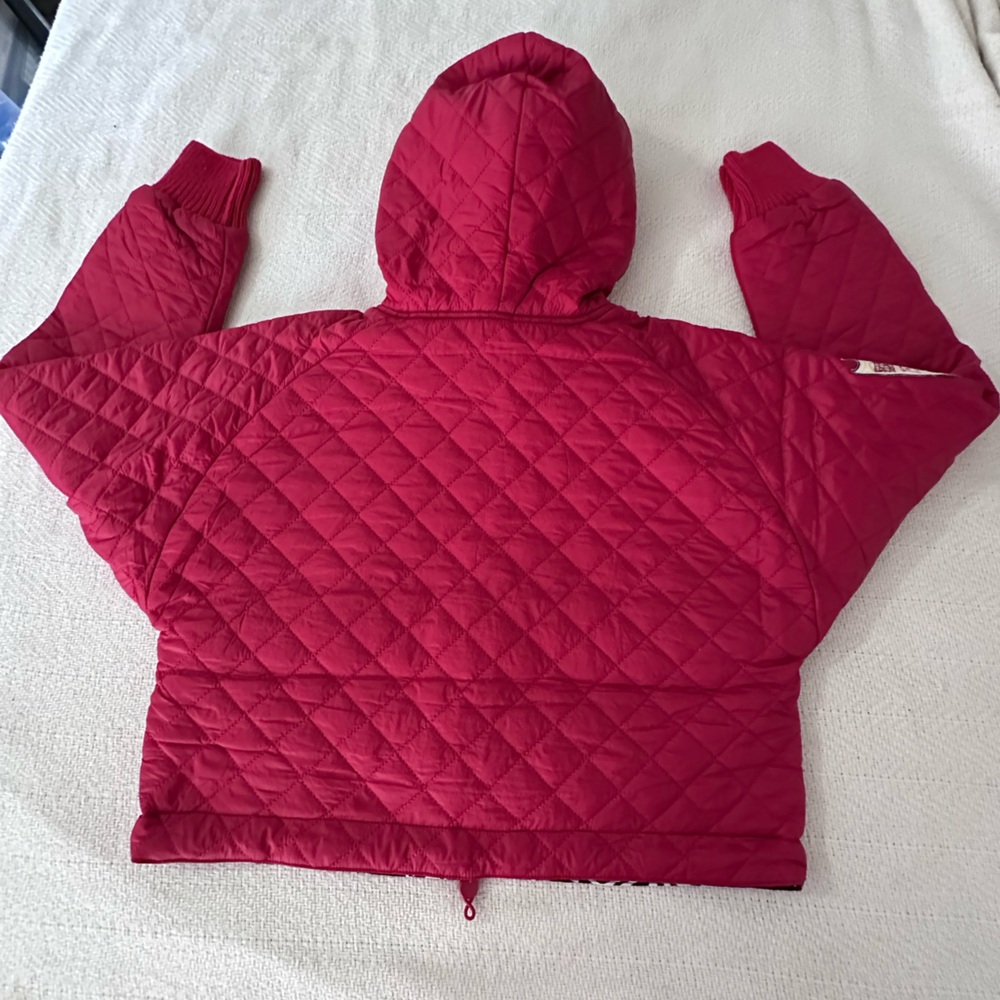 Desigual Women's Red Cropped Quilted Padded Hooded Jacket Size Small - Picture 5 of 12